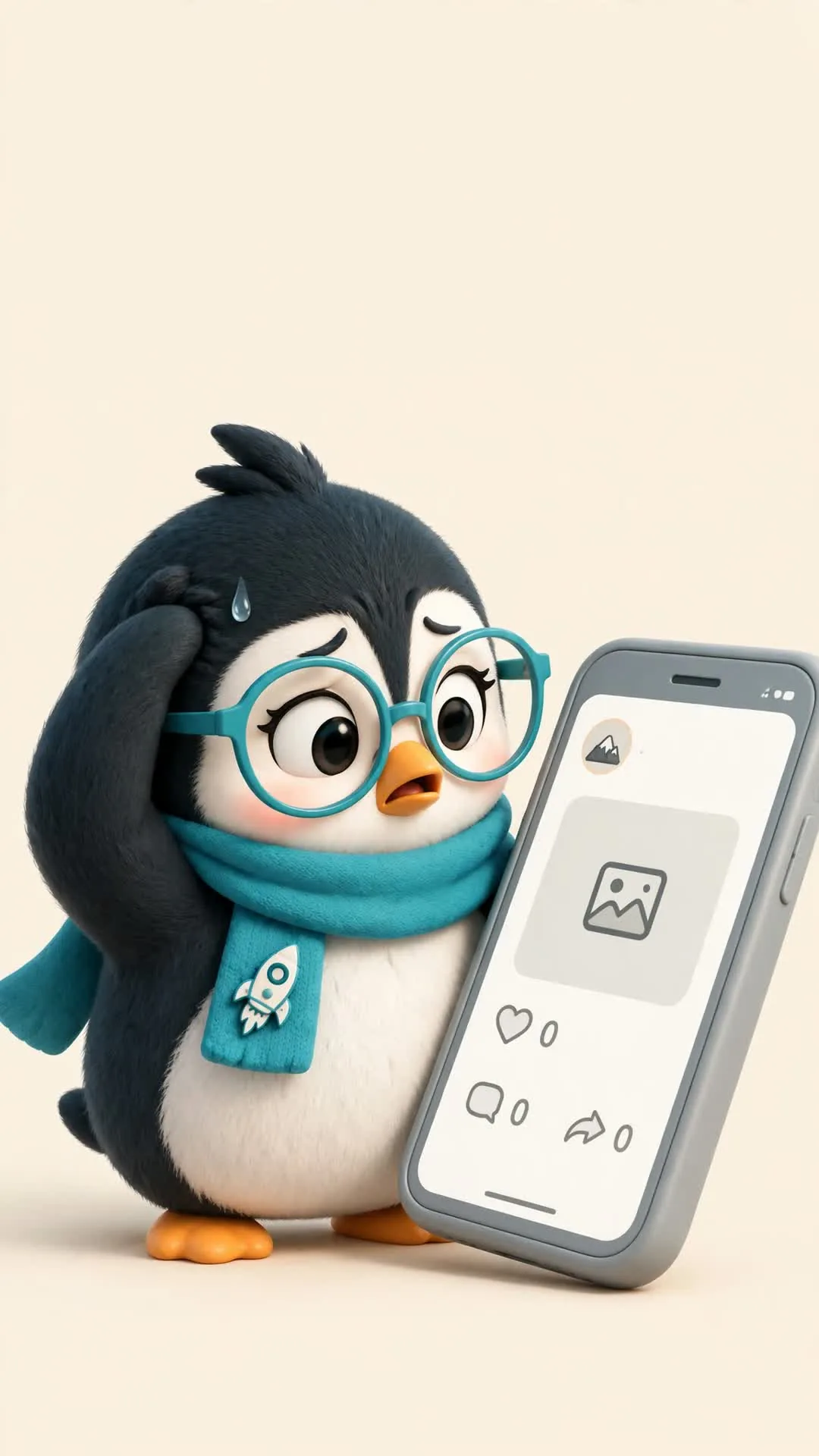 NÜA observando un teléfono con expresión curiosa